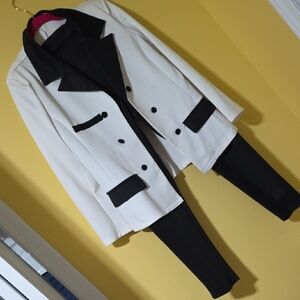 Black and White Blazer and Pants Set